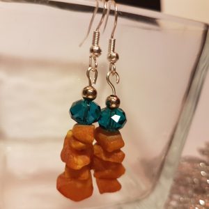 Borostyán és kristály fülbevaló