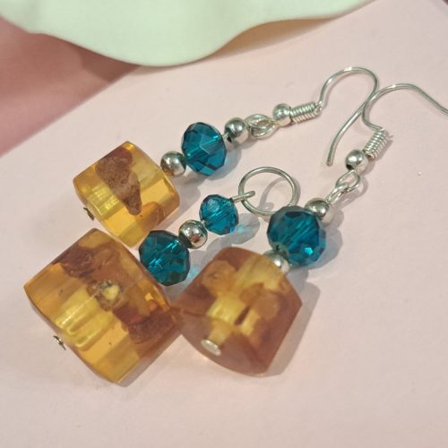 Art deco Borostyán és kristály szett /55/