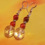 Korall és kristály fülbevaló 4 cm-es /6/