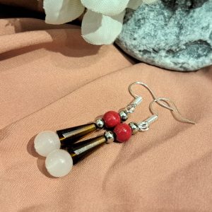 Rózsakvarc és Korall fülbevaló, elegancia és egyéniség..