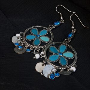 Indiai álom, tűzzománc fülbevaló 6 cm-es