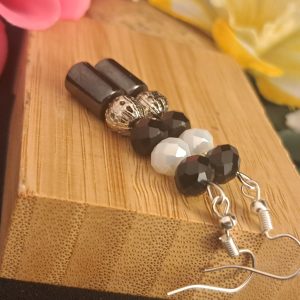 Magnetit és kristály fülbevaló 5 cm-es