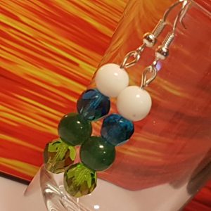 Jáde és üvegkristály fülbevaló