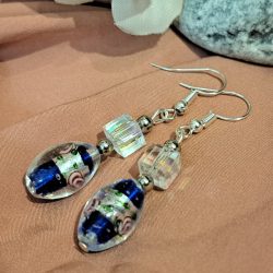 Muránói üveg fülbevaló, romantikusan szép