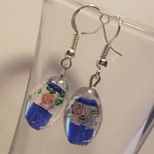 Muránói üveg fülbevaló 1,5 cm-es gyönggyel 