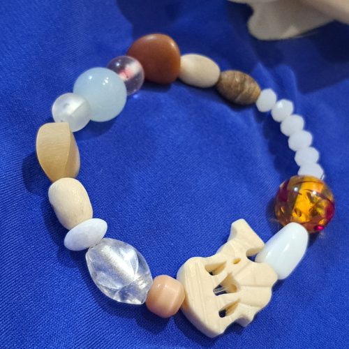 Iparműbész csont, drágakő és Muránói üveg karkötő