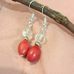 Korall és kristály  fülbevaló