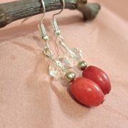 Korall és kristály  fülbevaló