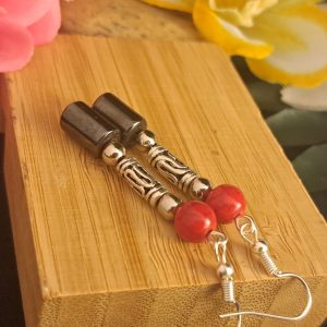 Korall és Magnetit fülbevaló 5 cm-es