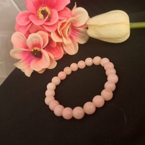 Rózsakvarc  gyöngy karkötő 0,8 cm-es