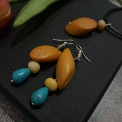 Türkinit és fa,  tribál fülbevaló + medál