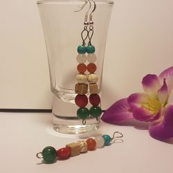 Csakra ásvány fülbevaló és medál. 7 cm-es