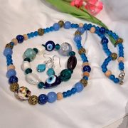 Muránói üveg fülbevaló, nyaklánc és karkötő, antik  ékszer, drágakő fülbevaló, egyedi ásvány ékszer