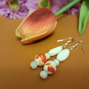 Porcelán virág fülbevaló 4 cm-es /767/