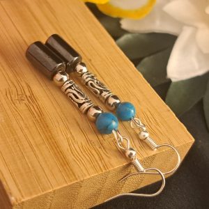 Türkinit és Magnetit fülbevaló 5 cm-es