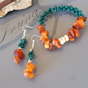 Borostyán és kerámia szett